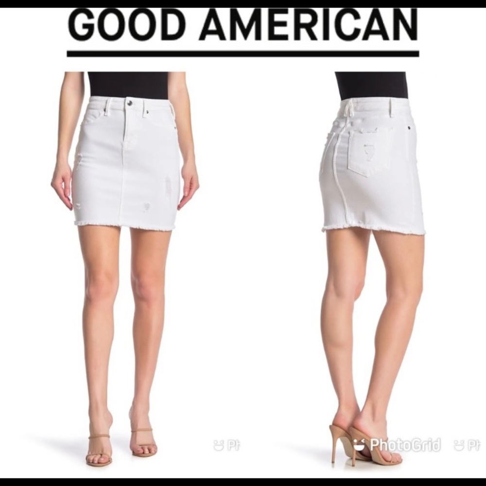 NWT GOOD AMERICAN The Distressed Denim Skirt Sz 22